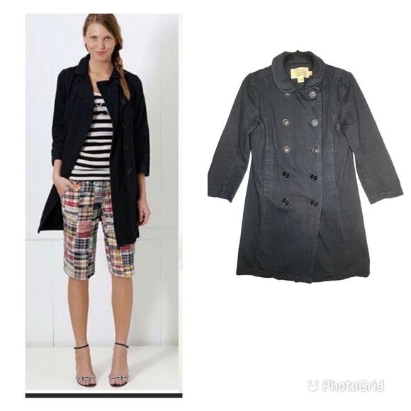 J. Crew Classic Twill Chino Coat Double Breasted 0 navy blue - Picture 2 of 16